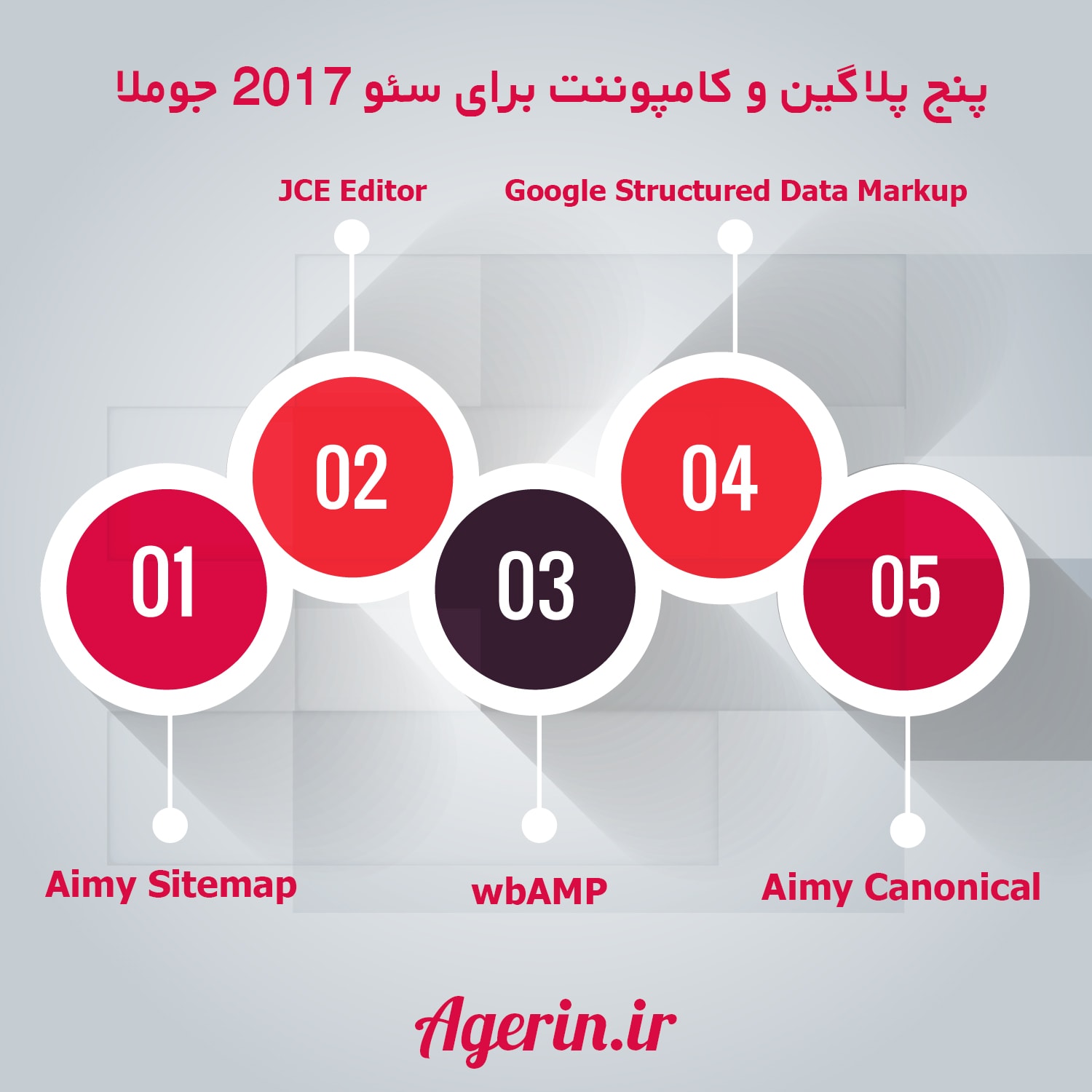اینفوگرافیک پنج پلاگین و کامپوننت برای سئو 2017 جوملا