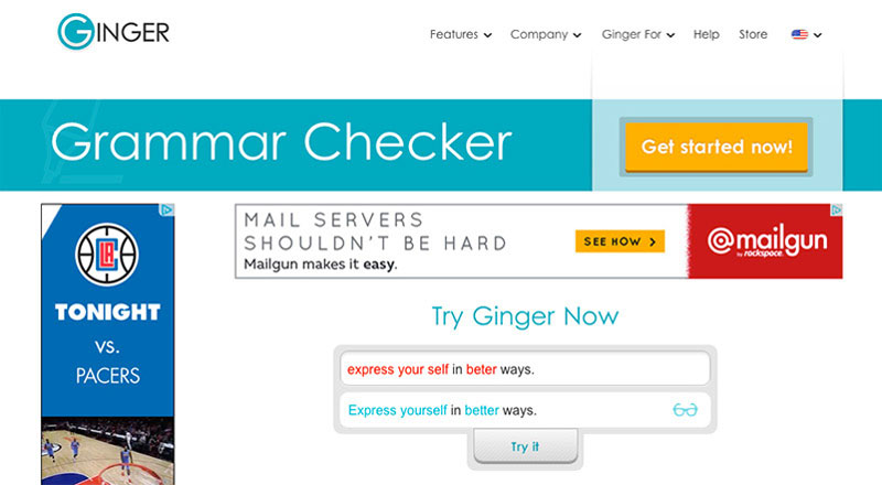 بررسی گرامر محتوا با ابزار Ginger